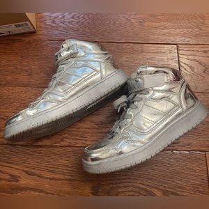 Silver high top sneakers